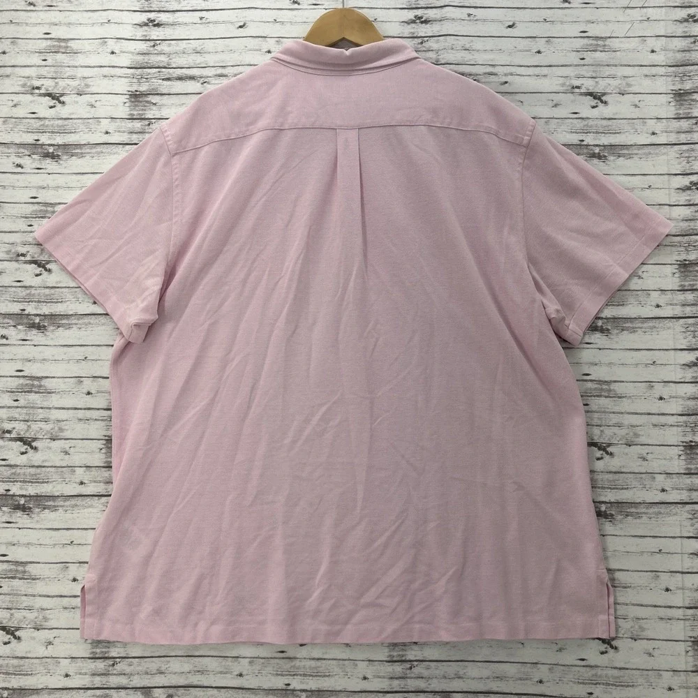 Ralph Lauren Polo Shirt Men's 2XB Pink Knit Oxford Cotton S/S White Pony